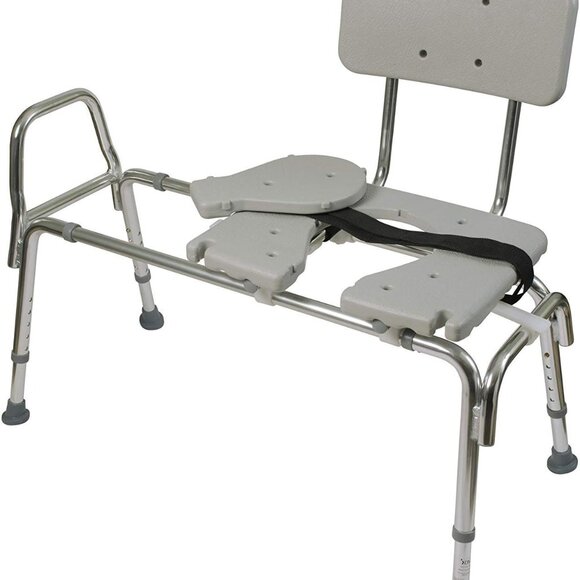 Heavy-duty Sliding Transfer Bench Shower Chair With Cut-out Seat and Adjustable - Picture 8 of 9